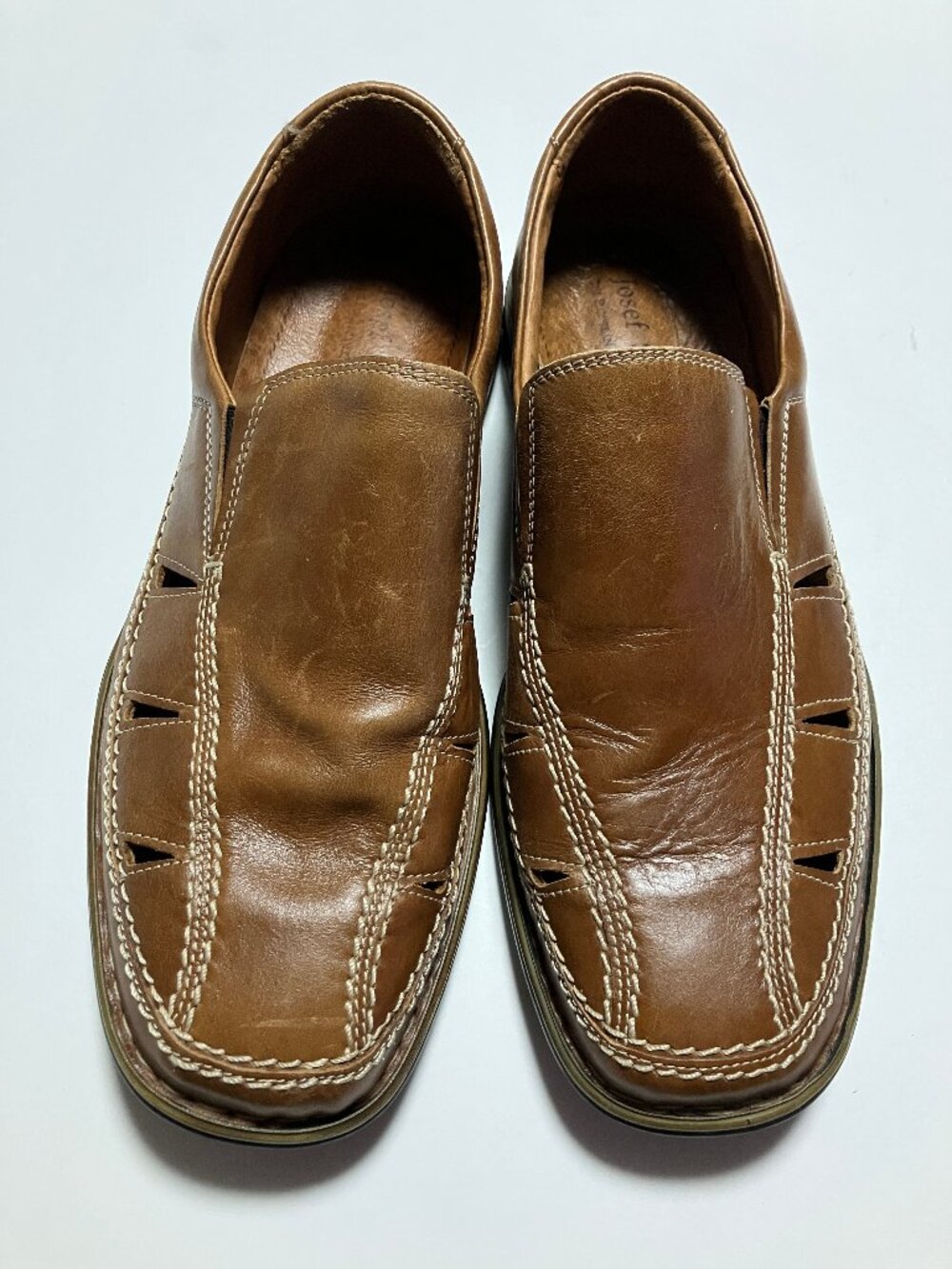 Josef Seibel "Steven 12" Brown Leather Fisherman Loafers Mens Size EU 43 US 10 - Picture 10 of 12